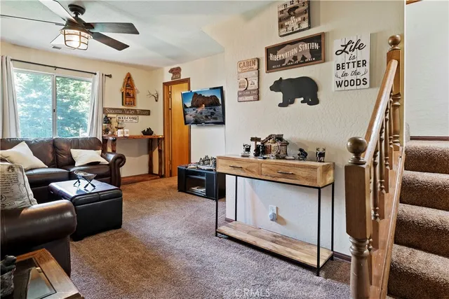 a view of a yard from a balcony