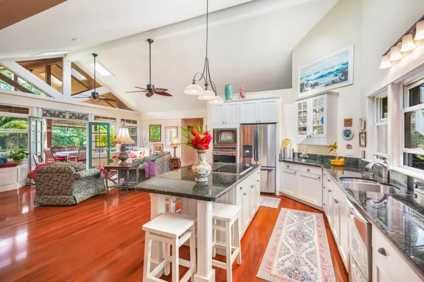 a view of a living room and dining room