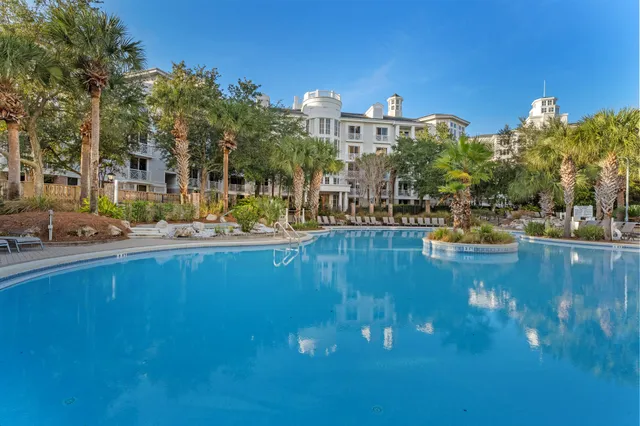 a view of a swimming pool and outdoor space