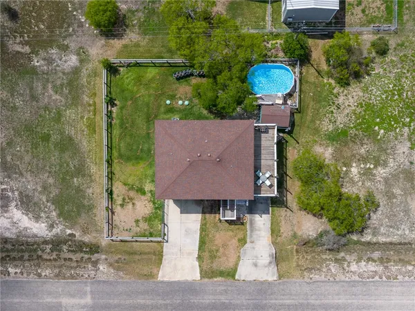 an aerial view of a house