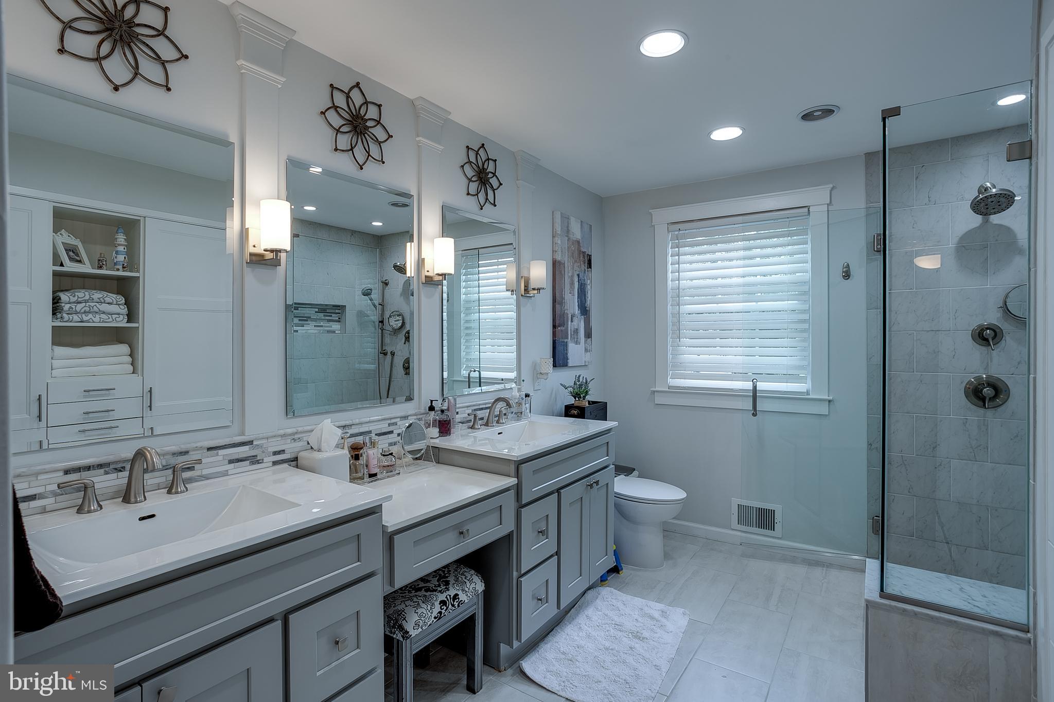 233 Hamilton Road Marlton, NJ 08053 - Photo 41 of 48 a bathroom with a double vanity sink toilet and shower
