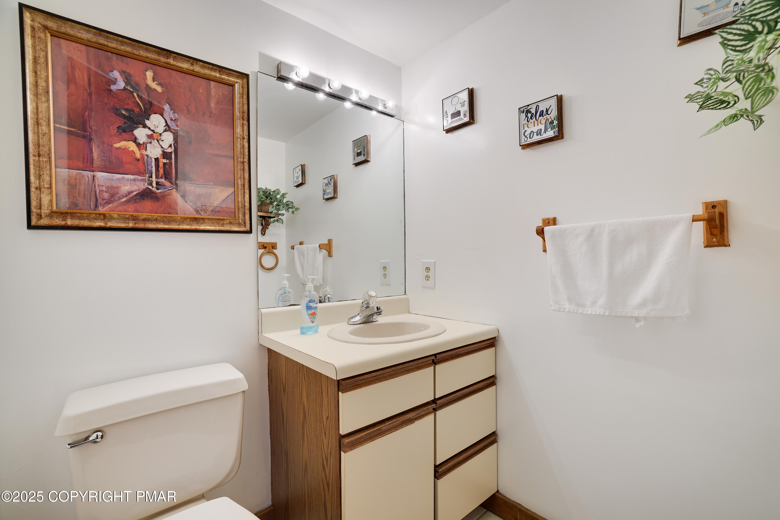 3336 Windemere Drive Bushkill, PA 18324 - Photo 19 of 67 a bathroom with a toilet a sink and mirror