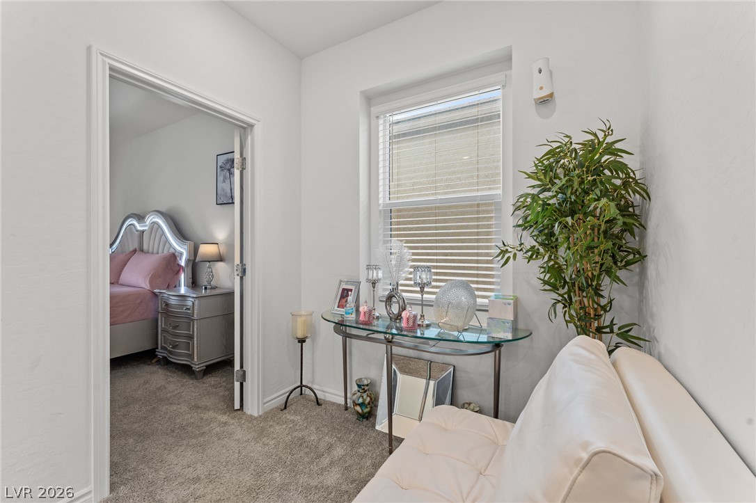 8879 Roadrunner Ravine Street Las Vegas, NV 89166 - Photo 16 of 39 An inviting room features a plush carpet and a sun-filled window, providing comfort and natural illumination.