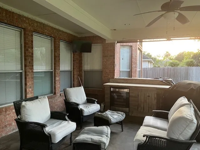 a outdoor living room with furniture