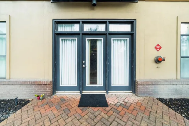 a view of a building with a window