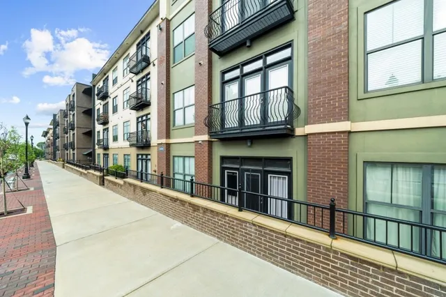 front view of building with a street