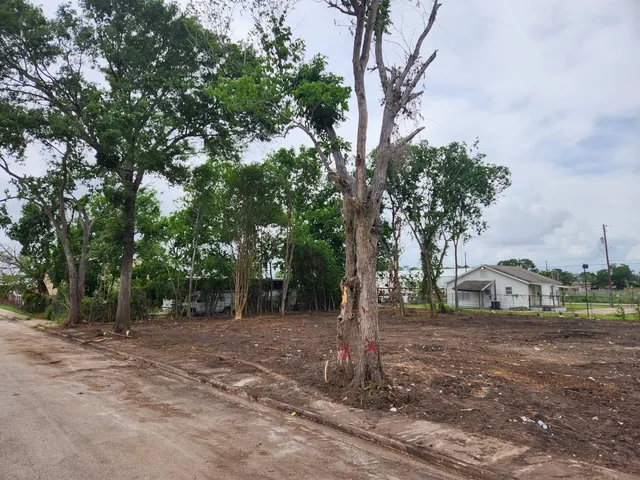 a view of yard with wooden fence
