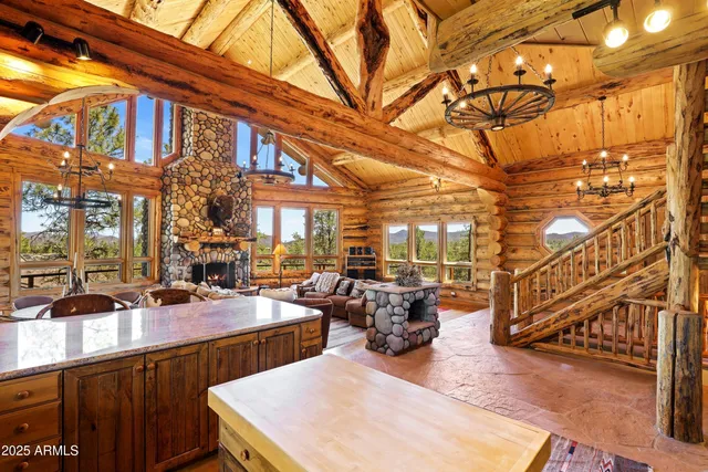 a view of a building with sitting area