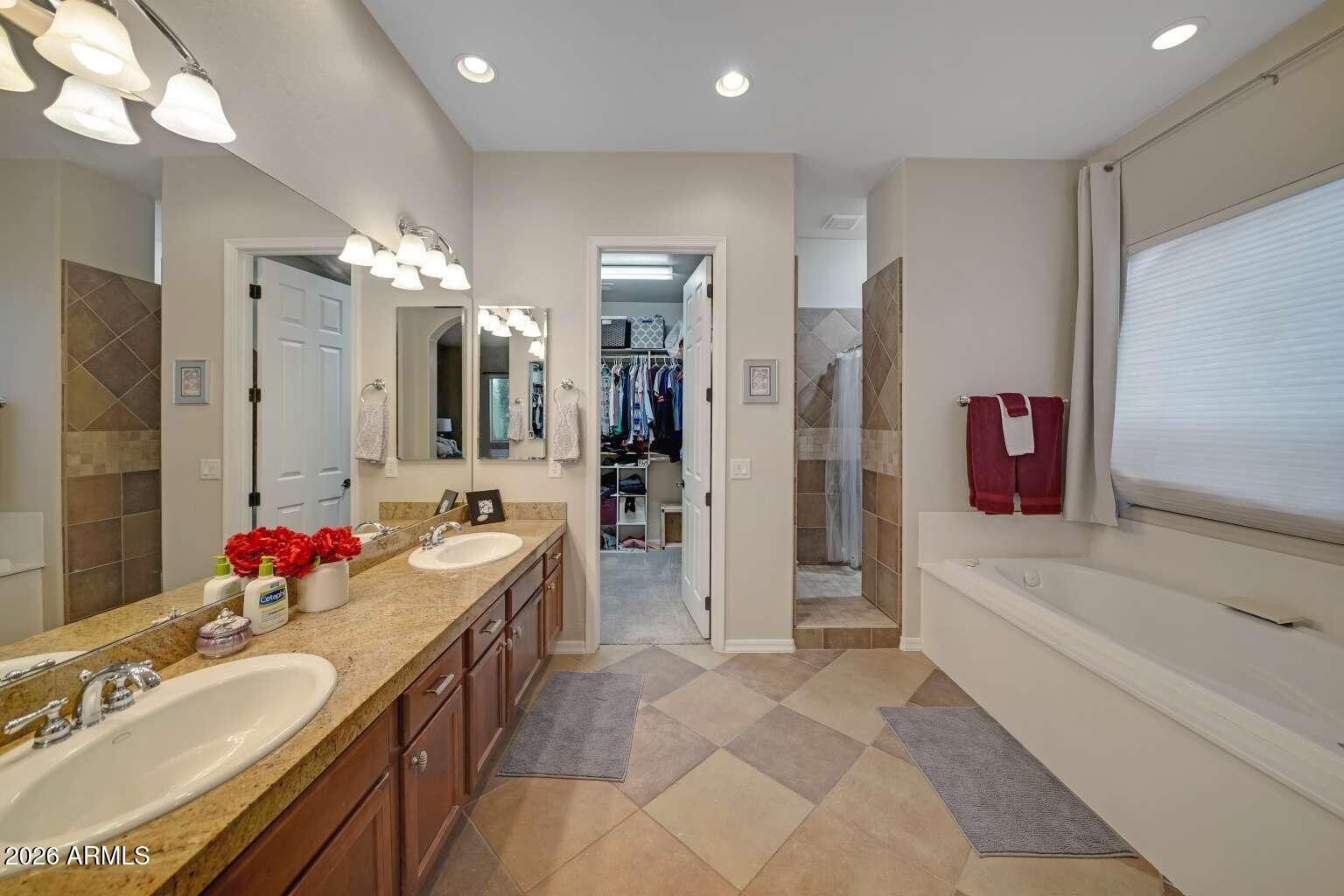 3978 East Hashknife Road Phoenix, AZ 85050 - Photo 16 of 29 a spacious bathroom with a bathtub sink and mirror