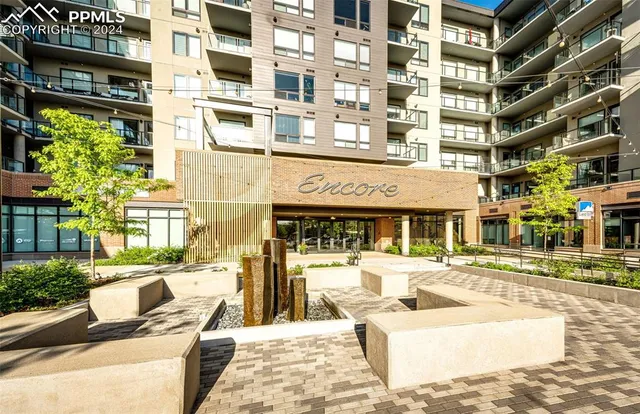 front view of a building with a street