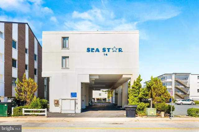 a front view of a building with street