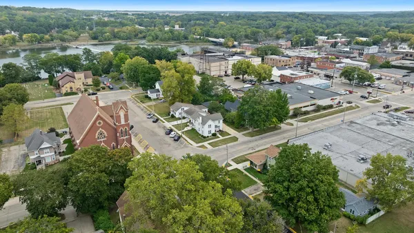 an aerial view of multiple house