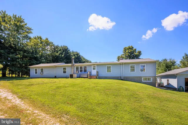 a view of a house with a yard and potted plants