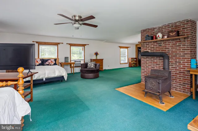 a living room with furniture a window and a fireplace