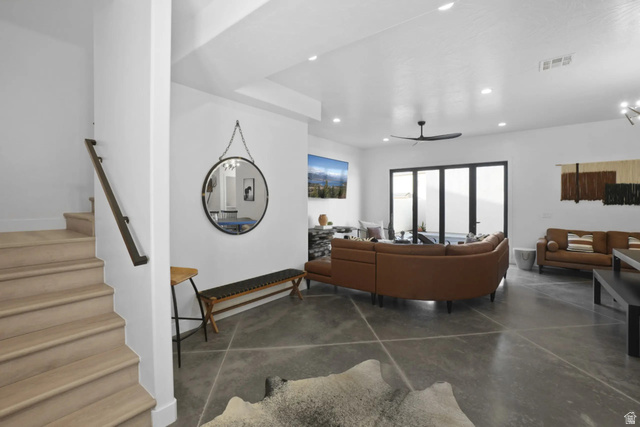4346 Canterbury Road Hurricane, UT 84737 - Photo 12 of 37 Living area featuring concrete floors, recessed lighting, and ceiling fan