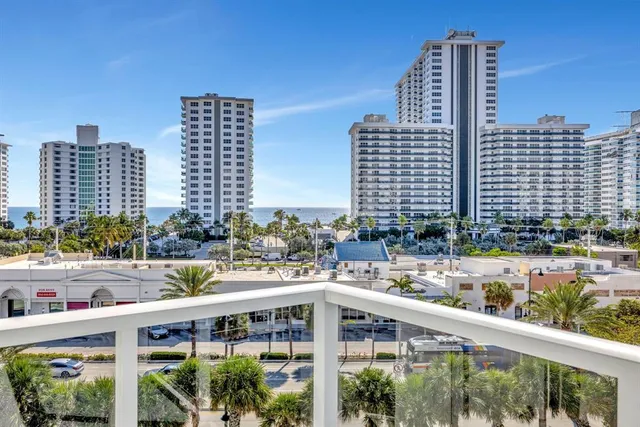 a view of a city with tall buildings