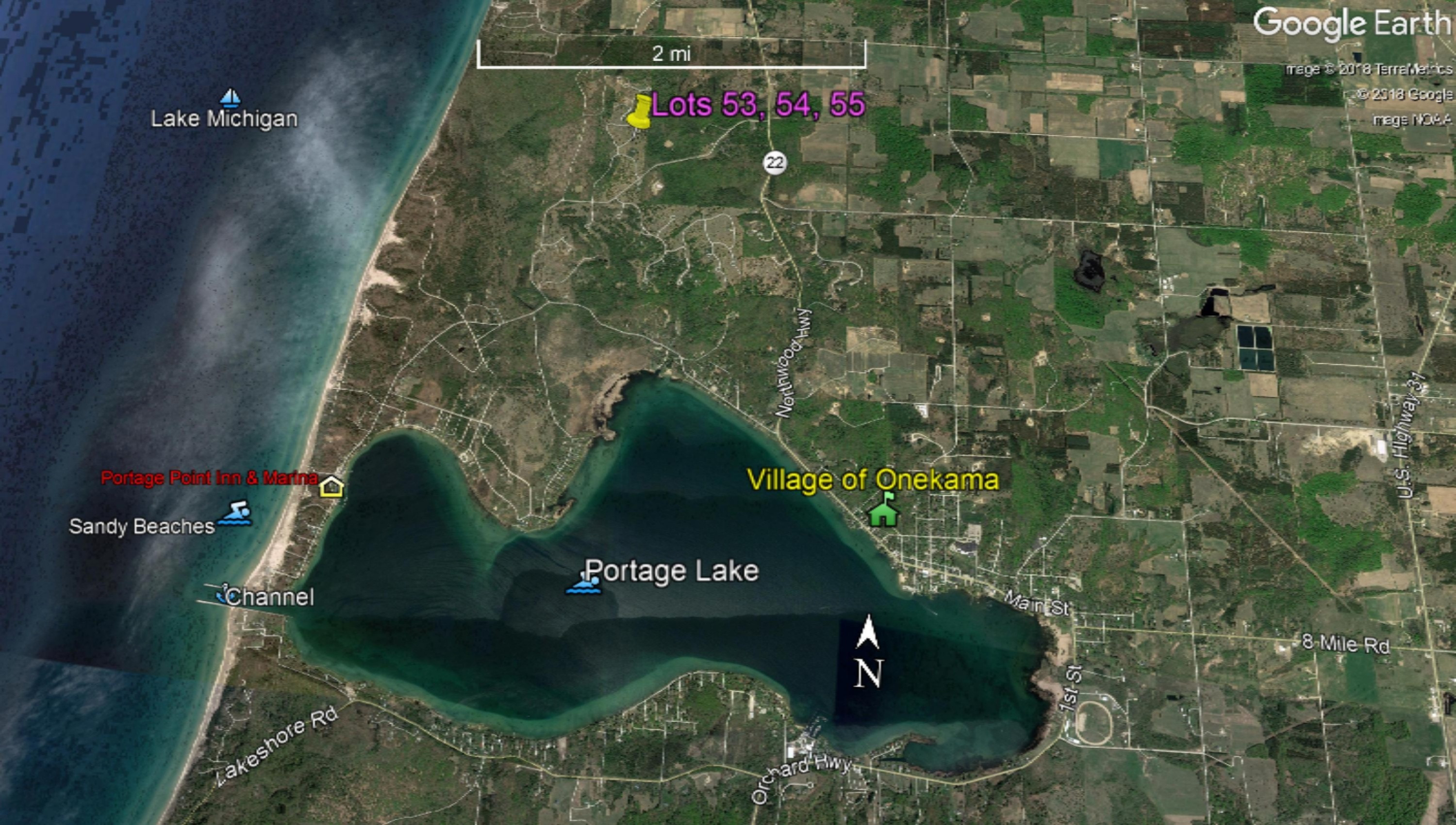 61 East Starlight Ridge Circle Onekama, MI 49675 - Photo 1 of 27 Google Earth, Lot 53, 54, 55