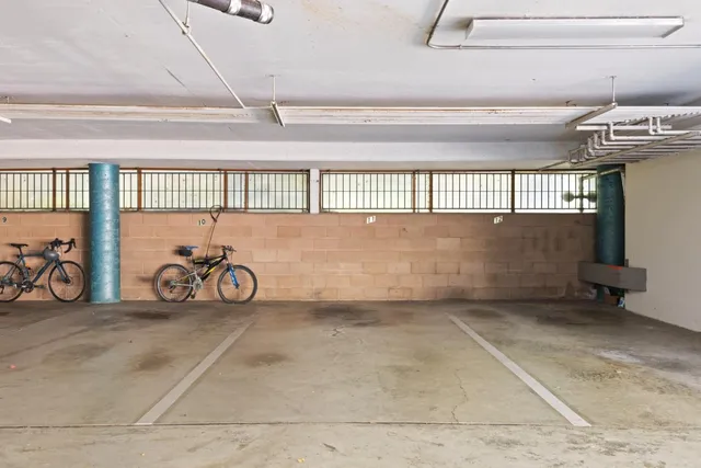 a view of a garage with rack