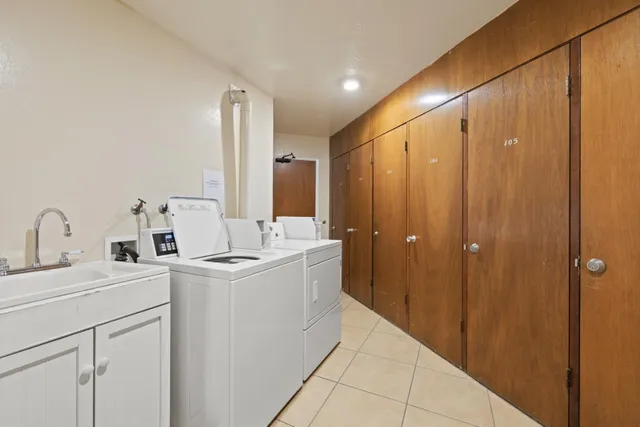 a room with dryer and washer