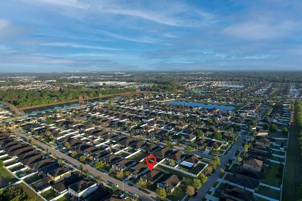 an aerial view of multiple house