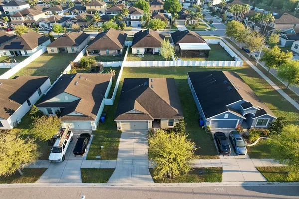 an aerial view of multiple houses