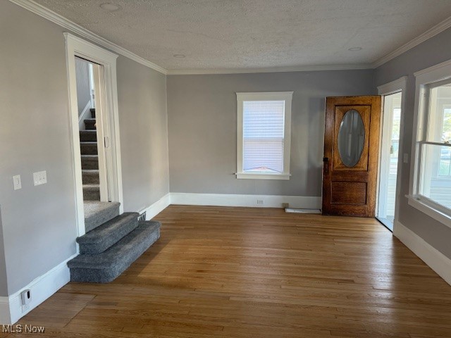 18210 Windward Road Cleveland, OH 44119 - Photo 14 of 40 Foyer entrance featuring hardwood / wood-style floors, plenty of natural light, and ornamental molding