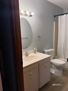 a bathroom with a sink a toilet and mirror