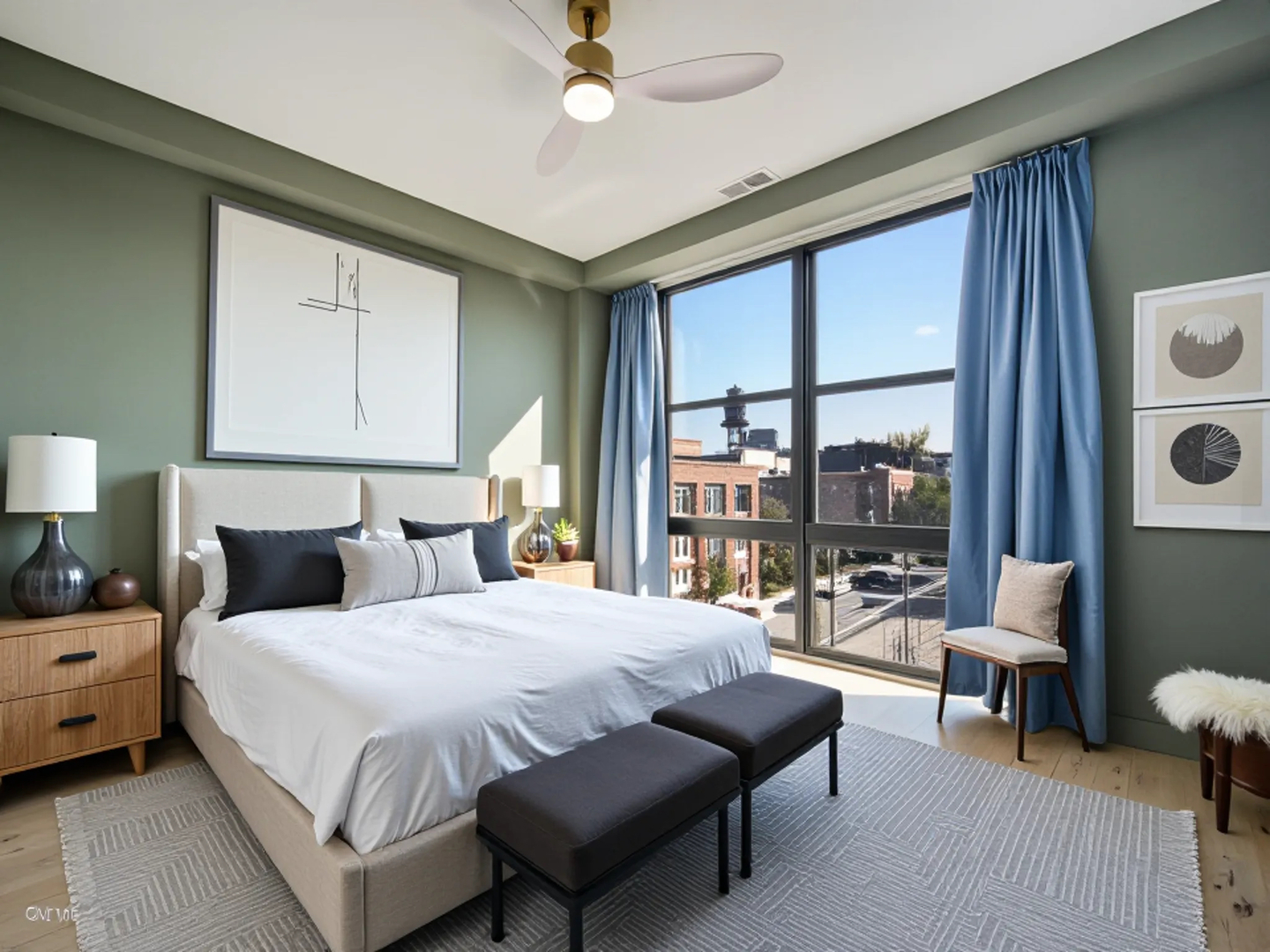 1260 West Washington Boulevard, Unit 404 Chicago, IL 60607 - Photo 20 of 26 a bedroom with a bed and a large window