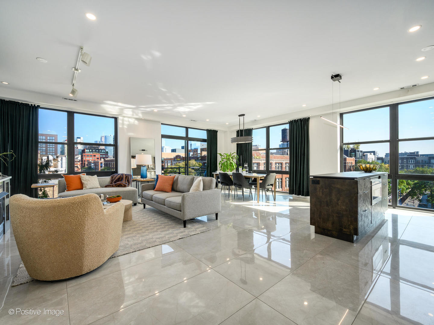 1260 West Washington Boulevard, Unit 404 Chicago, IL 60607 - Photo 3 of 26 a living room with furniture and a view of kitchen