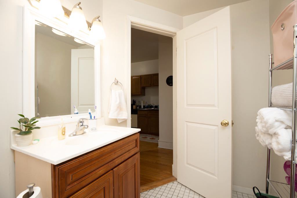 6717 North Sheridan Road, Unit 1S Chicago, IL 60626 - Photo 19 of 20 a bathroom with a sink a mirror and a shower
