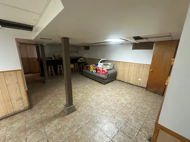 a view of a garage with furniture