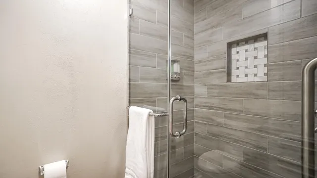 a bathroom with a shower