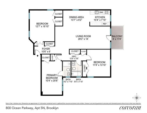 $749,000 | 800 Ocean Parkway, Unit 5N | Midwood