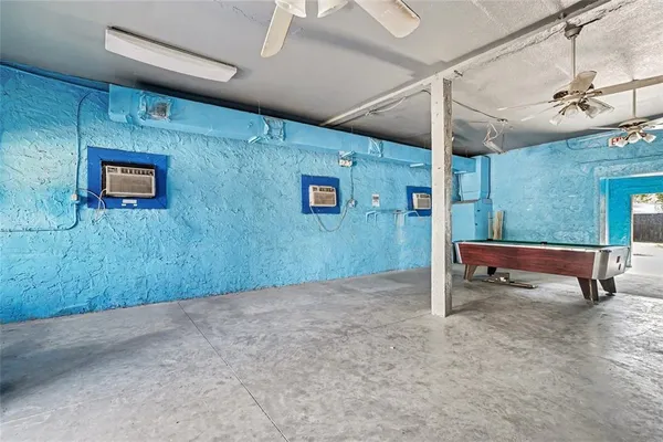 a view of a room with table tennis table