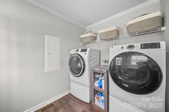 a utility room with dryer and washer