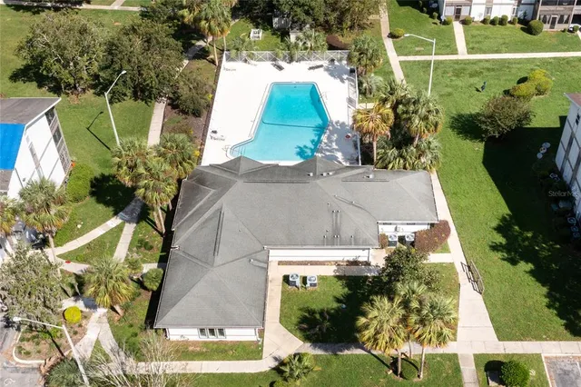 an aerial view of a house