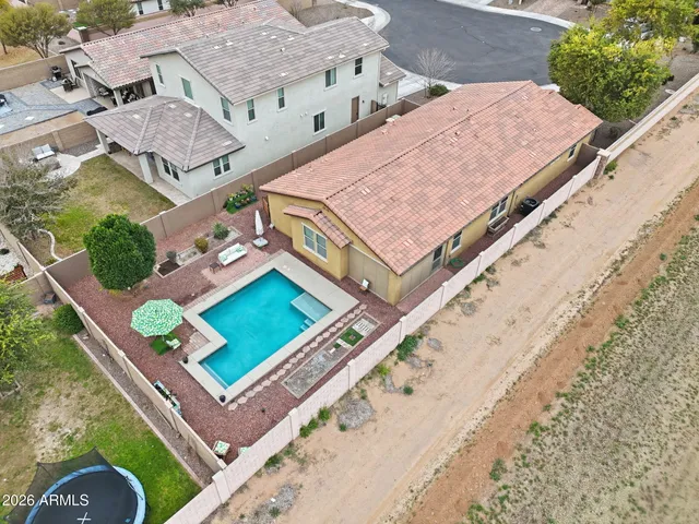 an aerial view of a house