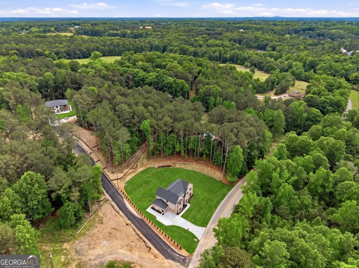 1557 Whitley Road Dacula, GA 30019 - Photo 43 of 46 an aerial view of a residential houses with a yard and lake view