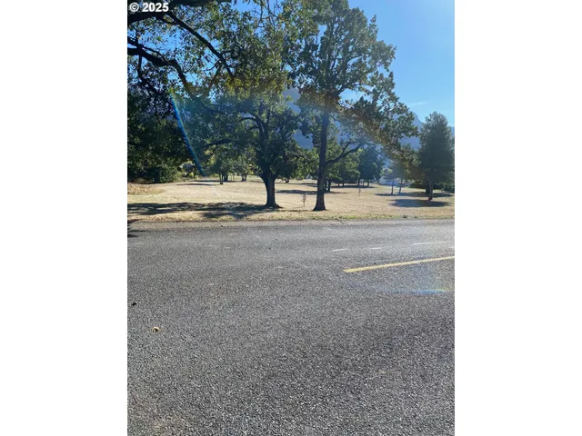 a view of a yard with wooden fence