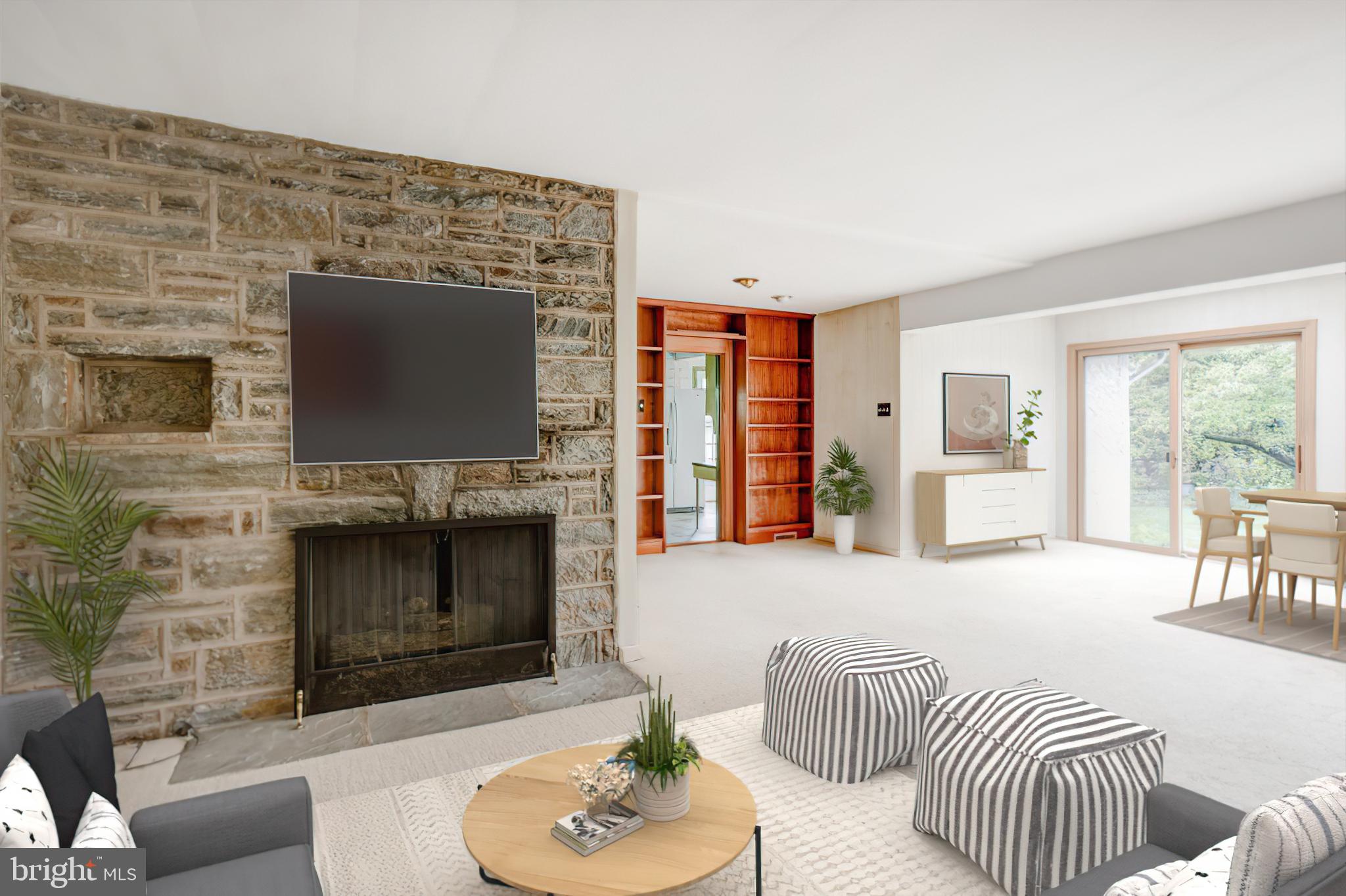 1307 Church Road Oreland, PA 19075 - Photo 4 of 28 Living room with fireplace and built-ins