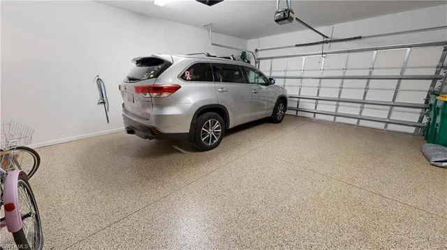 a view of a car in garage