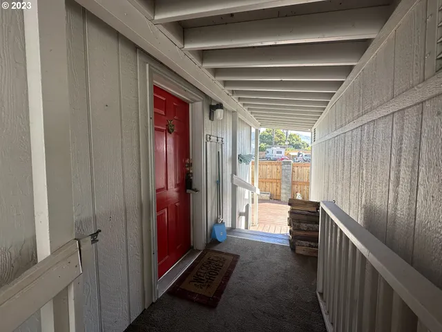 a hallway with windows