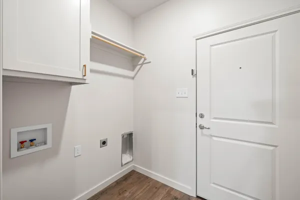 a view of small space with wooden floor
