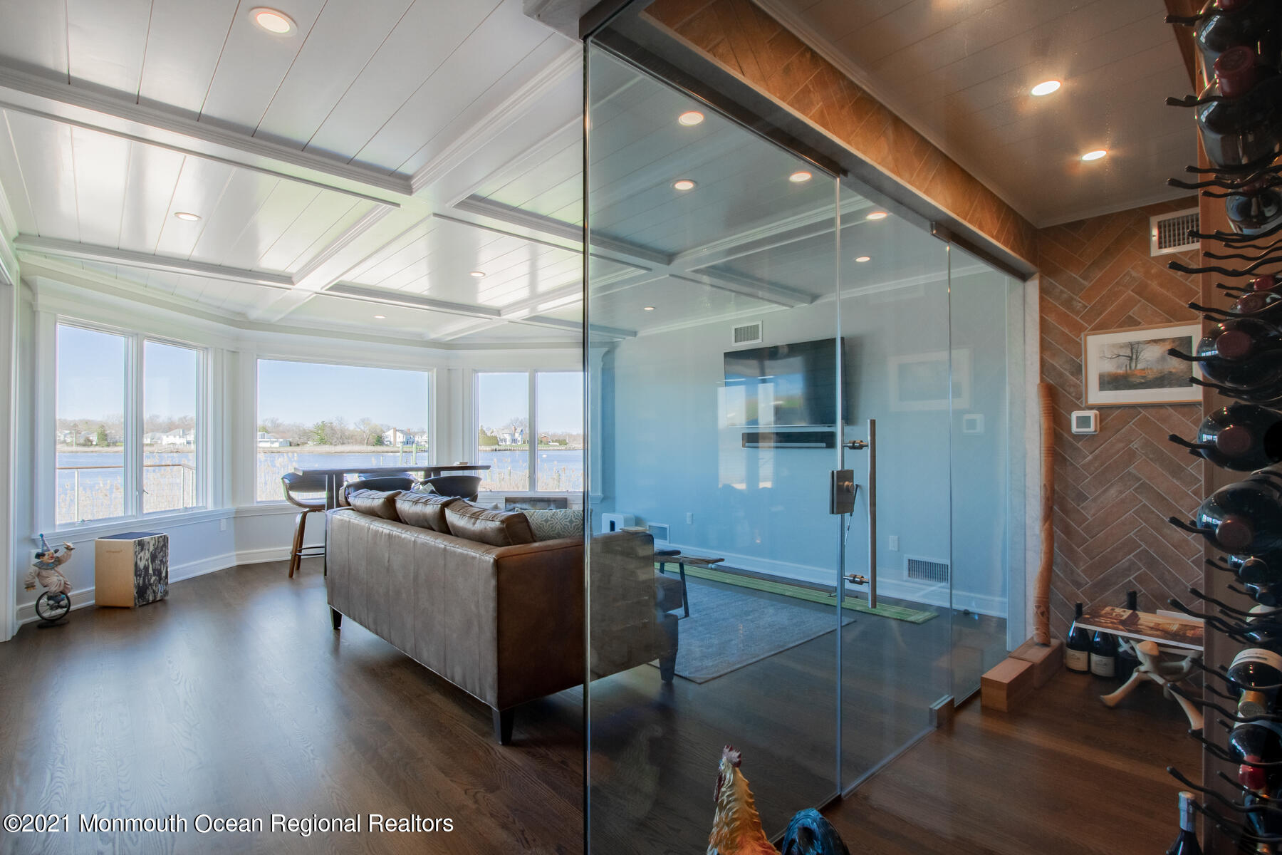 597 Little Silver Point Road Little Silver, NJ 07739 - Photo 21 of 37 Game Room/Dining Room with Wine Wall