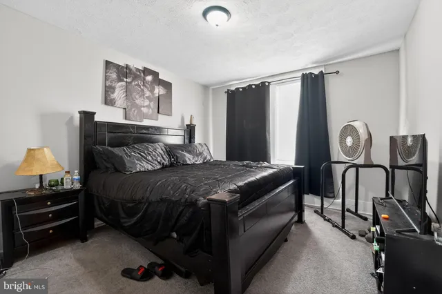 a bed room with a bed and a television