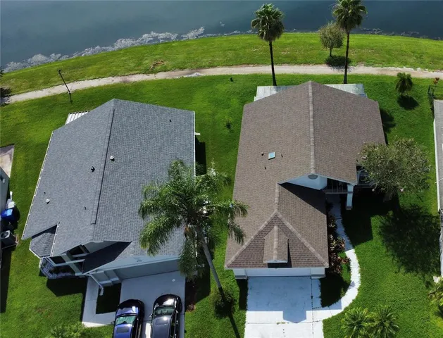 an aerial view of a house