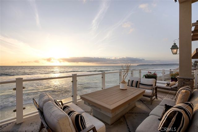 an outdoor space with furniture