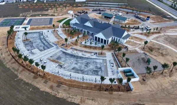 an aerial view of a house