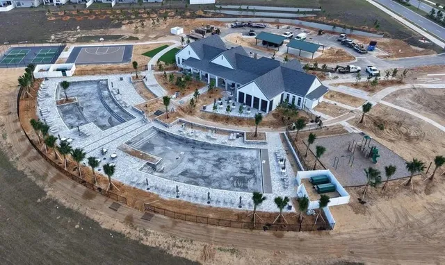 an aerial view of a house