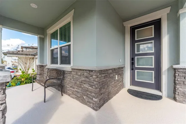 a view of a bench in the balcony